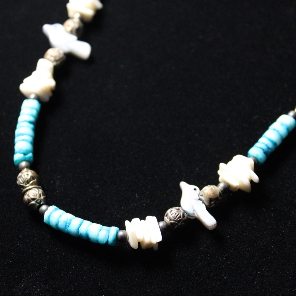 Super Cute Sterling Silver Bird & Turquoise Necklace View 4